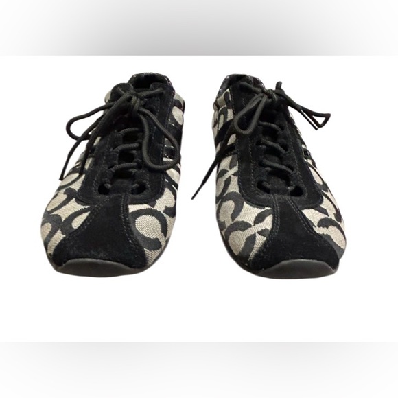 Coach "Kathleen" Black and Cream Signature Logo Sneakers Size 8.5 - Picture 12 of 16